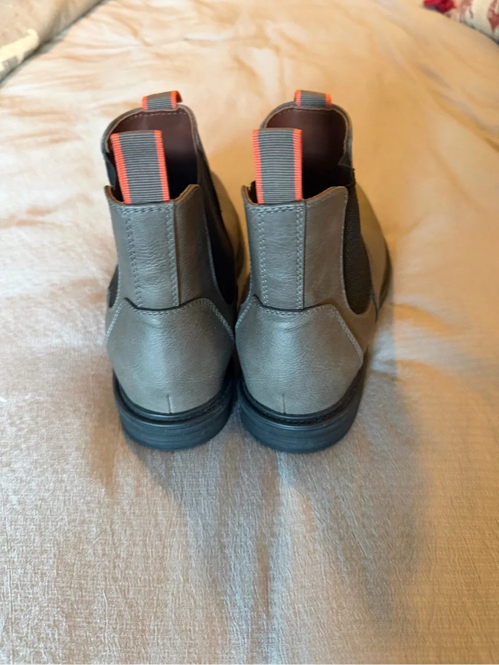 Men's Grey Chukka Boots with Orange Pull Tabs, only worn twice!!